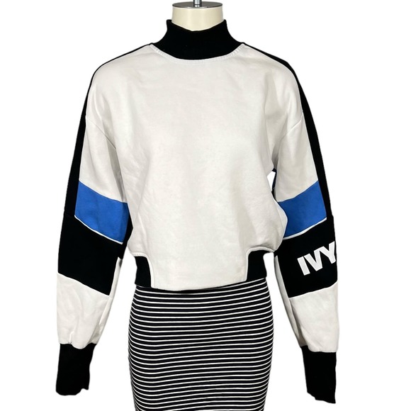 Ivy Park (S) Color Block Crop Sweatshirt Beyoncé Royal Mock Athleisure - Picture 10 of 11